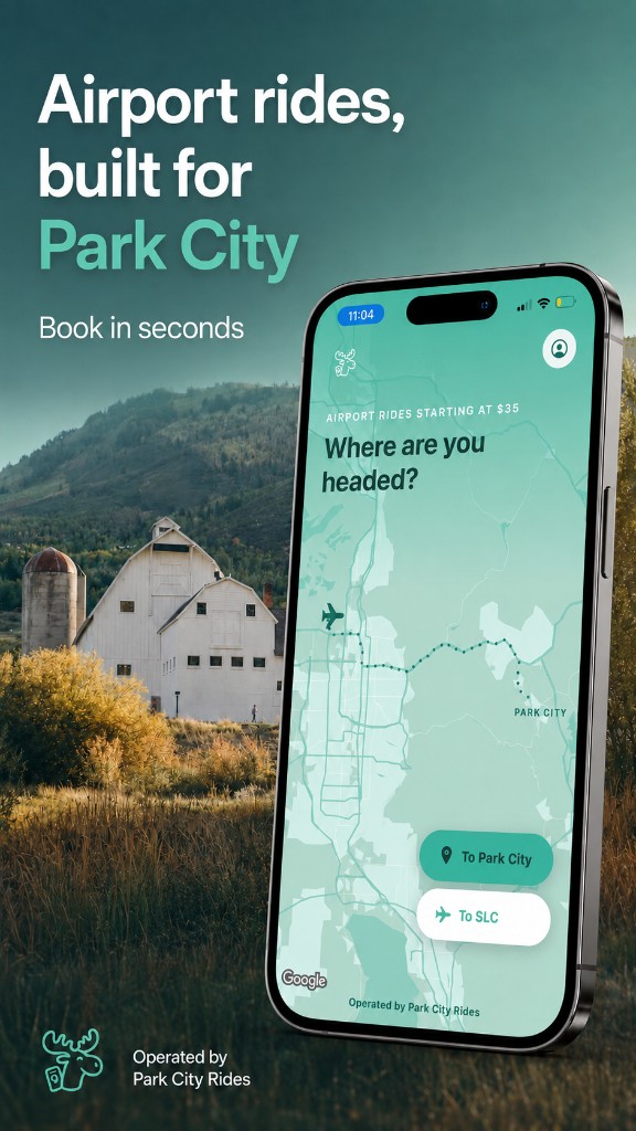 Moose home screen asking where you are headed, with To Park City and To SLC shortcuts.